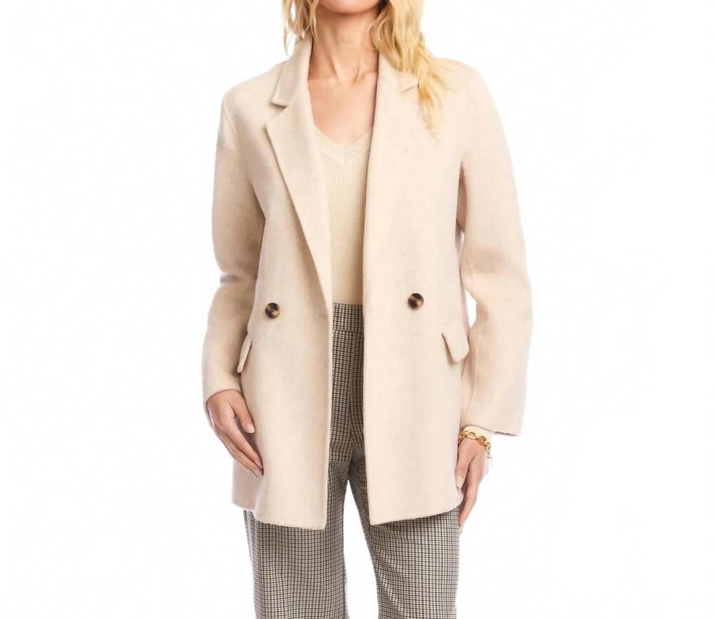NEW KAREN KANE brushed double-breasted coat in oatmeal